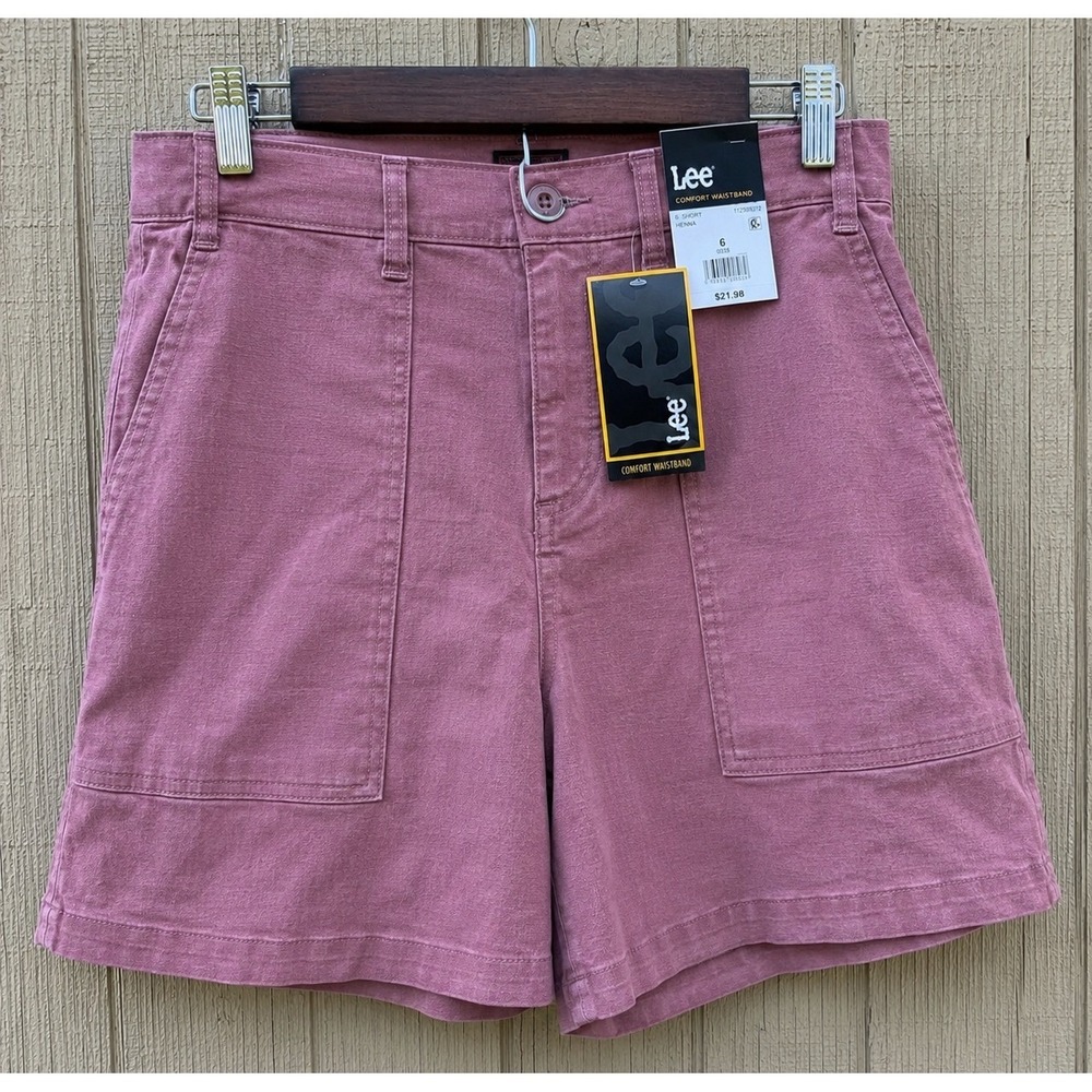 Lee Womens Comfort Waist 6" Utility Short Henna Pink High Rise Size 6 NEW